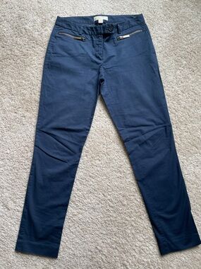 Navy Slim Dress Pants with Front Zip Pockets